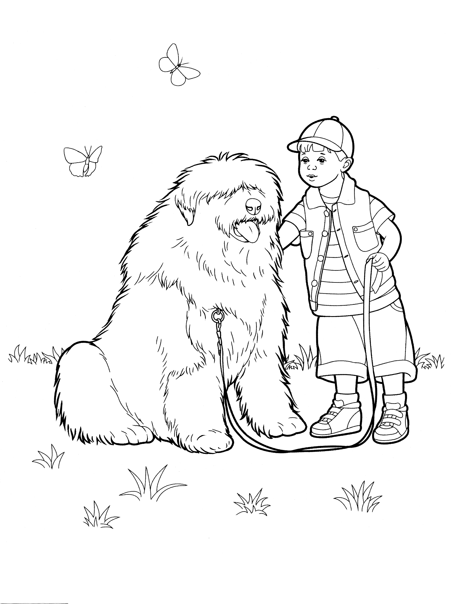 Chłopiec z Psem - Kolorowanka do Druku dla Dzieci kolorowanka do druku